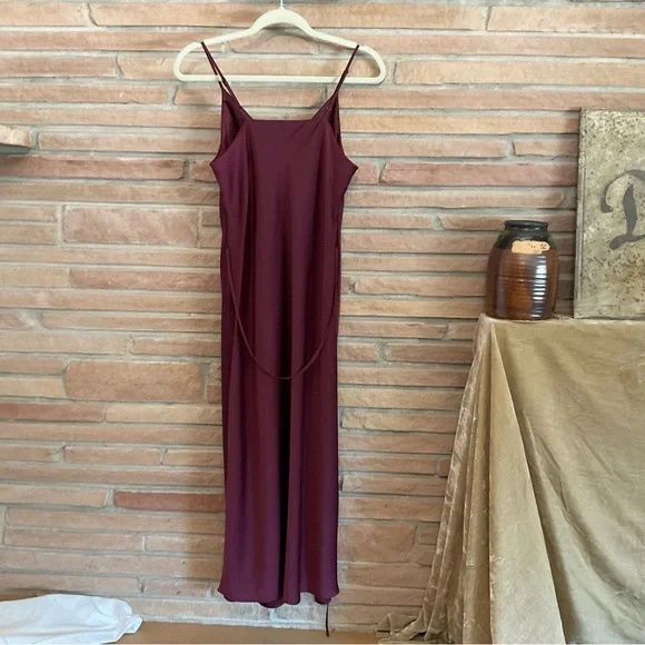 Wine Colored Spaghetti Strap Slip Evening Dress - Picture 8 of 10